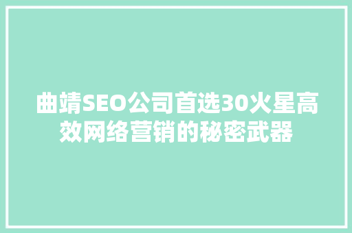 曲靖SEO公司首选30火星高效网络营销的秘密武器