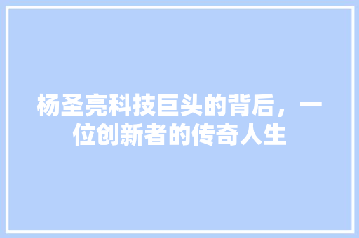 杨圣亮科技巨头的背后，一位创新者的传奇人生