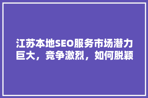 江苏本地SEO服务市场潜力巨大，竞争激烈，如何脱颖而出