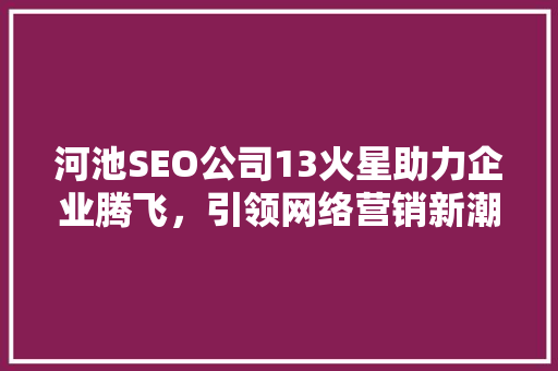 河池SEO公司13火星助力企业腾飞，引领网络营销新潮流