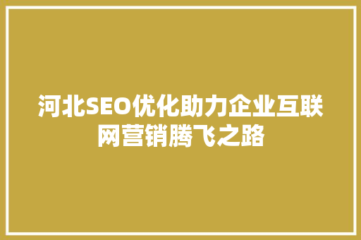 河北SEO优化助力企业互联网营销腾飞之路