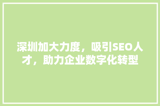 深圳加大力度，吸引SEO人才，助力企业数字化转型
