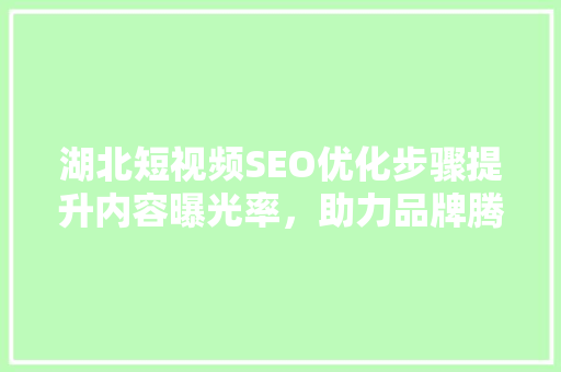 湖北短视频SEO优化步骤提升内容曝光率，助力品牌腾飞
