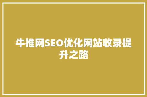 牛推网SEO优化网站收录提升之路