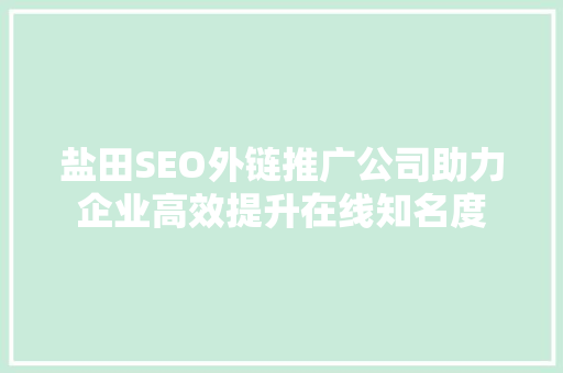 盐田SEO外链推广公司助力企业高效提升在线知名度