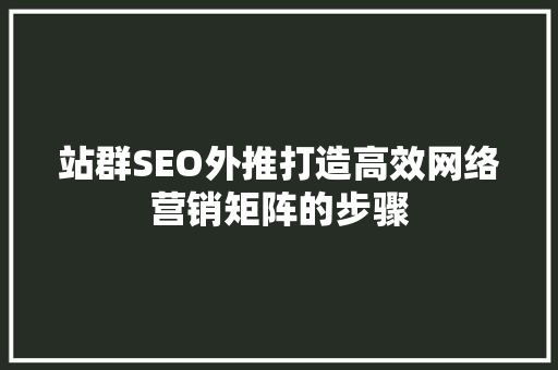 站群SEO外推打造高效网络营销矩阵的步骤