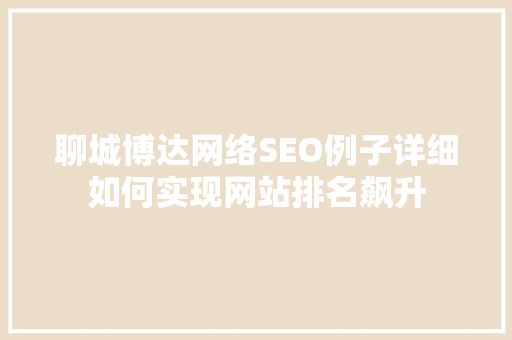 聊城博达网络SEO例子详细如何实现网站排名飙升