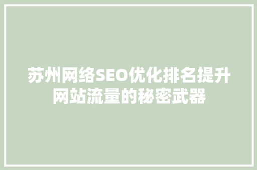 苏州网络SEO优化排名提升网站流量的秘密武器