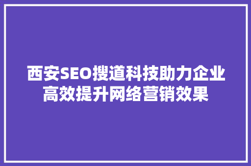 西安SEO搜道科技助力企业高效提升网络营销效果