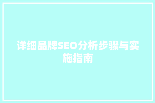 详细品牌SEO分析步骤与实施指南