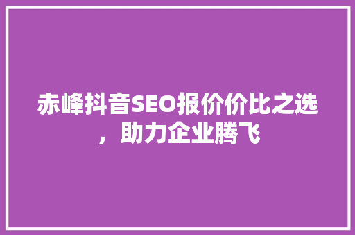 赤峰抖音SEO报价价比之选，助力企业腾飞