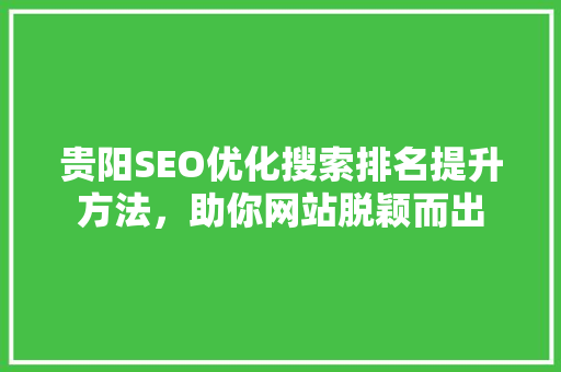 贵阳SEO优化搜索排名提升方法，助你网站脱颖而出
