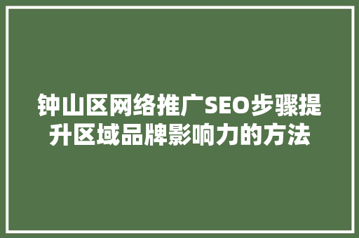 钟山区网络推广SEO步骤提升区域品牌影响力的方法