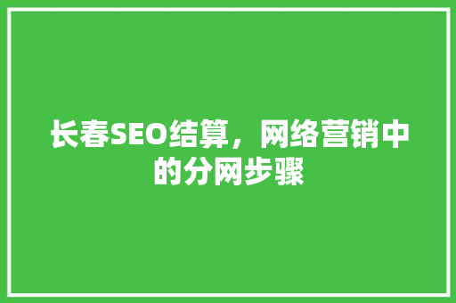 长春SEO结算，网络营销中的分网步骤