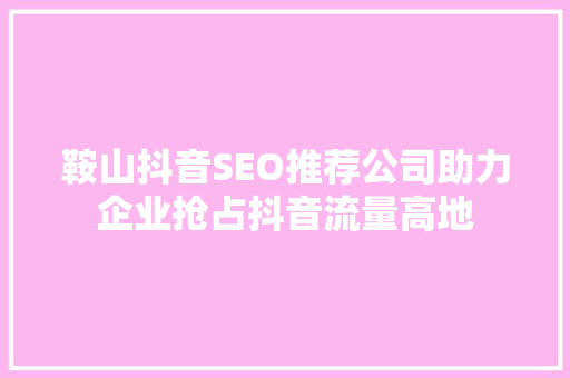 鞍山抖音SEO推荐公司助力企业抢占抖音流量高地