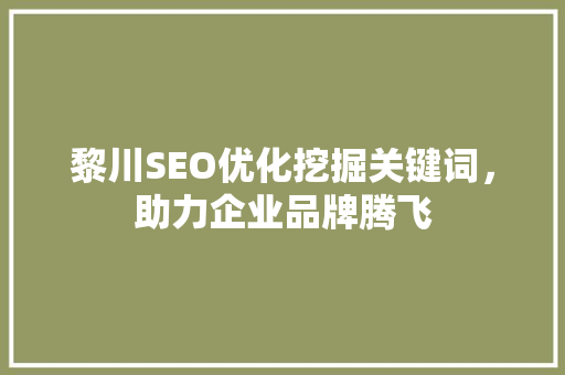 黎川SEO优化挖掘关键词，助力企业品牌腾飞