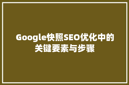 Google快照SEO优化中的关键要素与步骤
