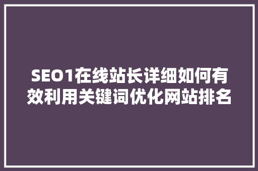SEO1在线站长详细如何有效利用关键词优化网站排名