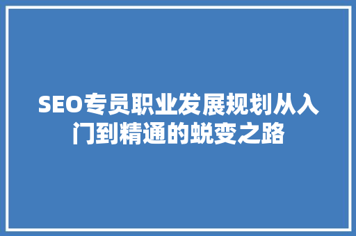 SEO专员职业发展规划从入门到精通的蜕变之路