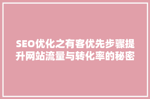 SEO优化之有客优先步骤提升网站流量与转化率的秘密武器