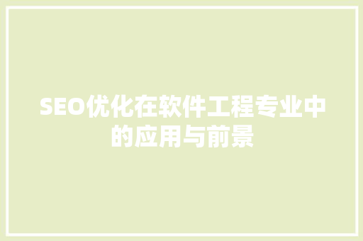 SEO优化在软件工程专业中的应用与前景