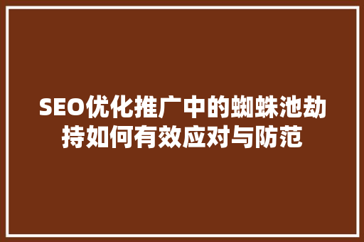SEO优化推广中的蜘蛛池劫持如何有效应对与防范