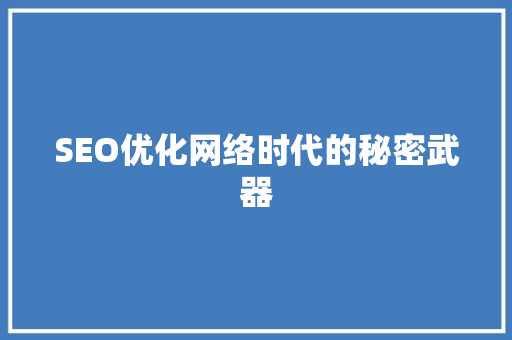 SEO优化网络时代的秘密武器