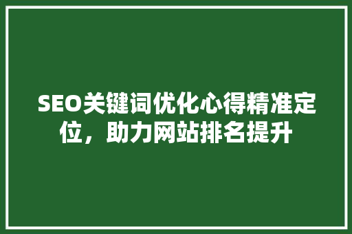 SEO关键词优化心得精准定位，助力网站排名提升