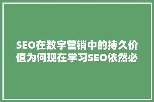 SEO在数字营销中的持久价值为何现在学习SEO依然必要