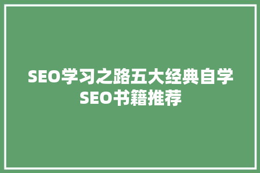 SEO学习之路五大经典自学SEO书籍推荐