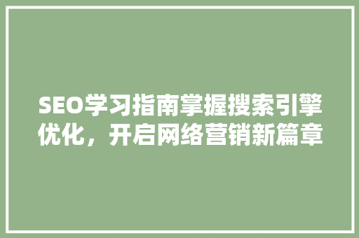 SEO学习指南掌握搜索引擎优化，开启网络营销新篇章