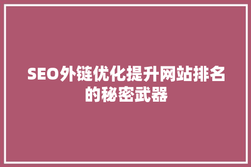 SEO外链优化提升网站排名的秘密武器