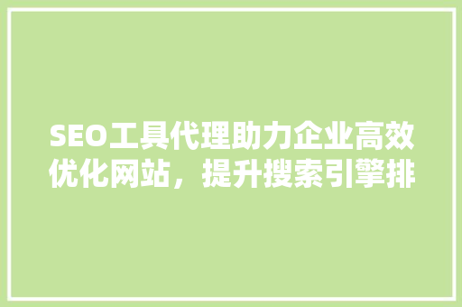 SEO工具代理助力企业高效优化网站，提升搜索引擎排名
