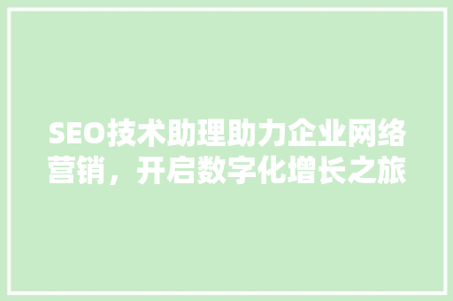 SEO技术助理助力企业网络营销，开启数字化增长之旅