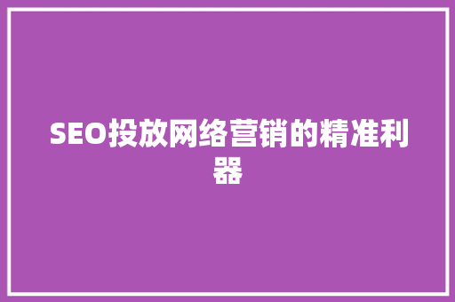 SEO投放网络营销的精准利器