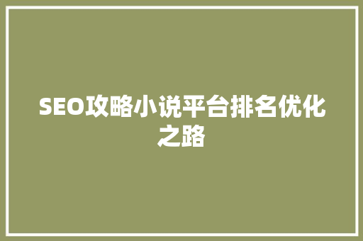 SEO攻略小说平台排名优化之路