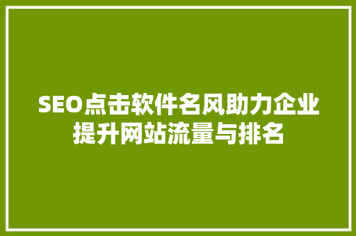 SEO点击软件名风助力企业提升网站流量与排名
