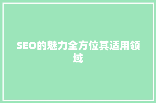 SEO的魅力全方位其适用领域