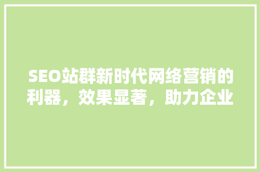 SEO站群新时代网络营销的利器，效果显著，助力企业腾飞