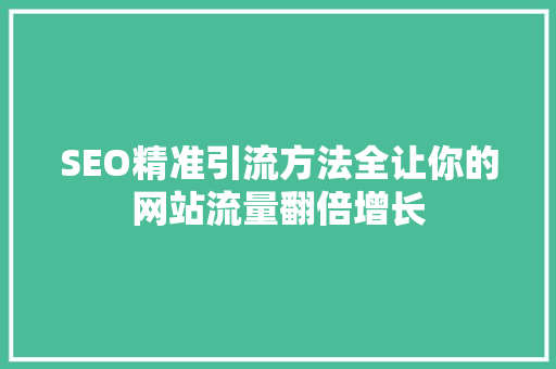 SEO精准引流方法全让你的网站流量翻倍增长