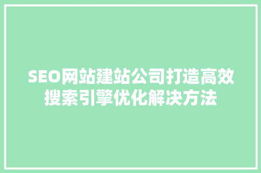 SEO网站建站公司打造高效搜索引擎优化解决方法