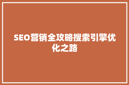 SEO营销全攻略搜索引擎优化之路
