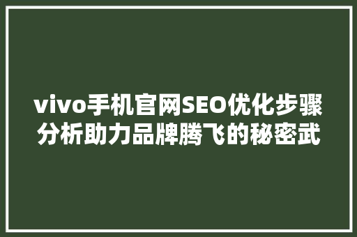 vivo手机官网SEO优化步骤分析助力品牌腾飞的秘密武器