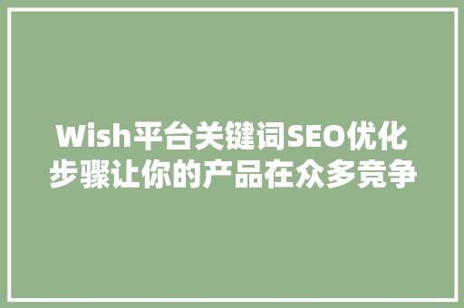 Wish平台关键词SEO优化步骤让你的产品在众多竞争者中脱颖而出