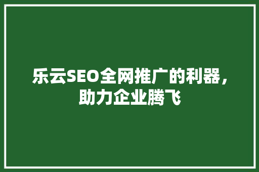 乐云SEO全网推广的利器，助力企业腾飞