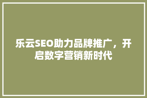 乐云SEO助力品牌推广，开启数字营销新时代