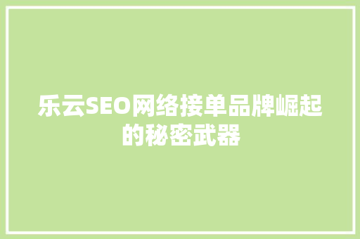 乐云SEO网络接单品牌崛起的秘密武器