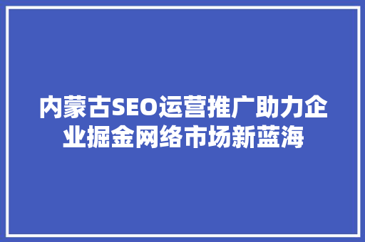 内蒙古SEO运营推广助力企业掘金网络市场新蓝海