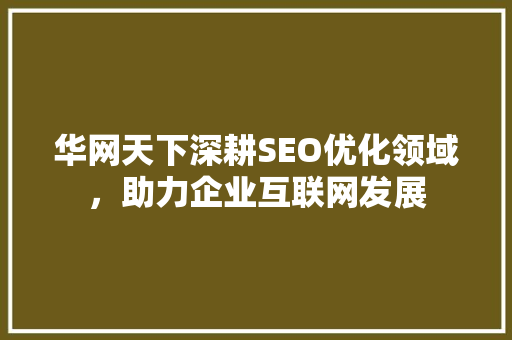 华网天下深耕SEO优化领域，助力企业互联网发展