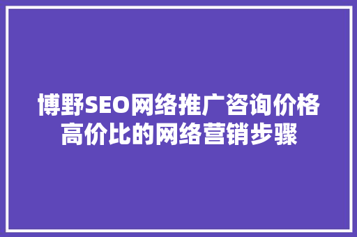 博野SEO网络推广咨询价格高价比的网络营销步骤